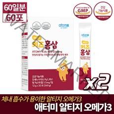 애터미 키즈 홍삼 농축액 성장기 어린이 유아 주니어 액상 스틱 면역력 피로 기억력 항산화 혈액 흐름 발육 건강 케어 바나나 맛 진세노사이드 영양 영양소 추천 에터미, 30포, 2박스