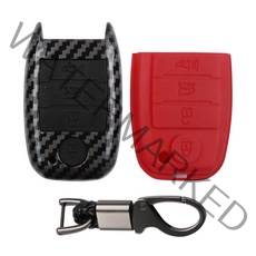 카템 카본 키케이스+실리콘 키케이스 2종+키링+드라이버 세트, 블랙+레드, K02