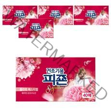 피죤 건조기용 시트 섬유유연제 본품 플라워페스티벌 40p, 5개, 40매