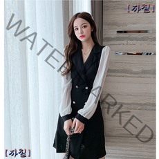 K.ONLINE SHOP플레어 정장 투버튼 미니 원피스 원피스 하객룩 하객원피스