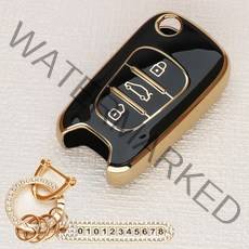 튜모 기아 K3 K5 K7 K8 K9 스포티지 쏘렌토 카니발 EV6 니로 스팅어 모하비 레이 모닝 TPU 골드라인 스마트키케이스 키링, HK-03, 큐빅오링-블랙