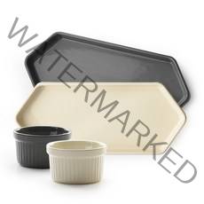 프렐류드 크리미 육각 롱 플레이트 아이보리 + 차콜 + 래머킨 아이보리 + 차콜 세트, 1세트, 롱플레이트 2종 + 래머킨 2종