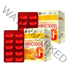 종근당 건강 비타민C 1000 고용량 고함량 메가도스 아스코르빈산 항산화 비타씨 아연 보충제 영양제 알약 케이스 포함, 100정, 2개