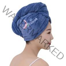 산호 양털 건조 헤어 모자 소프트 샤워 헤어 타월 흡수제 빠르게 건조, 회색 파란색