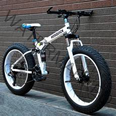 출퇴근 자전거 MTB 바퀴큰 팻바이크 엠티비 접이식 입문용, 21 속도, 26인치, 하얀