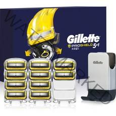질레트 프로쉴드 옐로우 면도날 10입 + 면도기 거치대 1개, 면도날 10p + 거치대 1p, 1세트
