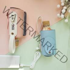 아가프라 휴대용 젖병보틀워머1+1 USB 분리형케이블 액상분유 새벽수유 온도유지, 휴대용젖병워머-핑크+블루