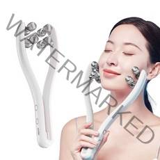 Windee 롤러 마사지기 3D 페이스 브이롤러 3단계 EMS미세전류 얼굴 라인 관리기 가정용 USB충전식, 1092-화이트