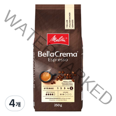 밀리타 벨라크레마 에스프레소 로스팅 홀빈, 분쇄 안함, 250g, 4개