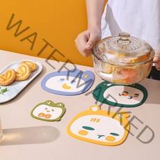 냄비받침 테이블 단열 매트 식기 매트 그릇 큐티 PVC 티컵 매트, M, 주황색