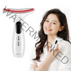 Windee 갈바닉 얼굴 목 마사지기 감응식 음파 진동 45도 온열 3색 LED EMS미세전류 이온도입 USB충전식, 화이트
