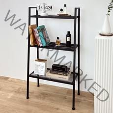 로얄다이아 철제 인테리어 와이드 틈새 사다리 선반 수납 장식장, 와이드 3단 철제선반 - 블랙, 1개