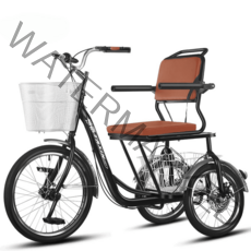 성인용 세발 자전거 어른 삼륜 2인승 할머니 3발 넘어지지않는 어르신 경량 할아버지, 블랙 앞바퀴 20 뒷바퀴 16인치 기본형