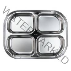 베이직 스텐 4구 식판, 실버, 1개