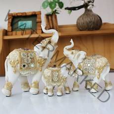 집들이 선물용 플라워 코끼리 장식품 3종 + 상자 세트 ELP_28, 혼합색상
