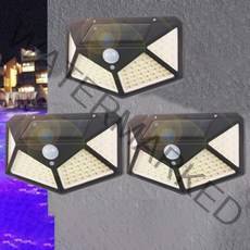 teammaker 태양광 LED센서등 야외조명 정원등 벽부등 화이트 3개세트, 100LED 벽부등 3개세트