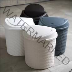 바스클립 라탄 플립형 키친 쓰레기통 21L x 2개, 브라운