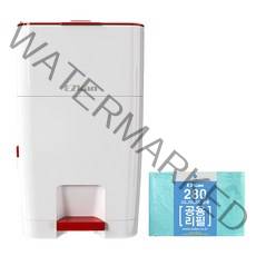 이지캔 4중차단 프리미엄 쓰레기통 27L + 22L 25L 27L 공용 280 리필 봉투 세트, 퓨어레드, 1세트