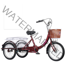 어른용세발자전거 성인용 엄마 할아버지 어르신 노인, 붉은 야채 바구니 철 바퀴, 야채 바구니 철 바퀴