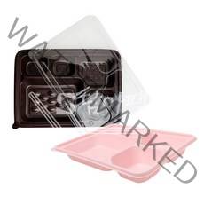 초코브라운 핑크 도시락 돈까스 포장 용기 일회용 5칸 배달 PP 100개 300개 담아팩, 초코브라운300개