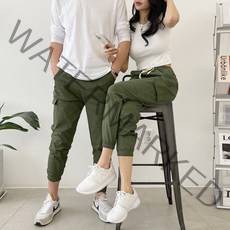 가비진 스판 린넨 카고 조거 밴딩 팬츠