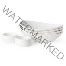 끌리메 크림화이트 식기 2종 세트, 1세트, 타원 파스타볼 4p + 래머킨 2p