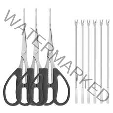 게가위 게포크 세트 (게가위 C타입 블랙 3개 + 게포크 A타입 6개) 게살 대게 꽃게 랍스터 스텐 주방 가위 포크