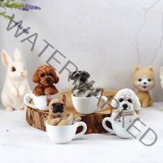 미니 티컵 퍼피 강아지 마블 장식 펫 인형 장식품 인테리어 소품 디자인 아이디어 상품, 푸들(화이트)