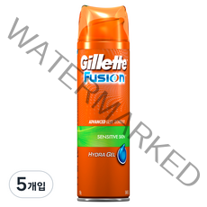 질레트 퓨젼 하이드라 센서티브 스킨 쉐이빙 젤, 195g, 5개입