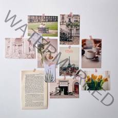 월 데코 벽 장식 파리 감성 사진 8p + 빈티지 영어 종이 세트, 혼합색상