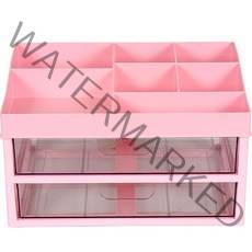 와이드서랍 화장품 소품 정리함 3단, 핑크, 1개