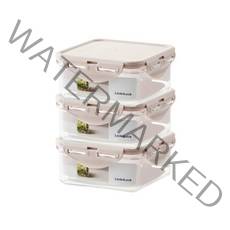 락앤락 항균 스테커블 밀폐용기 정사각 핑크 600ml, 3개, 용기 3개