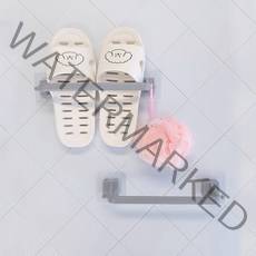 주앤지리빙 접착식 욕실 슬리퍼 거치대 다용도 걸이, 그레이, 2개