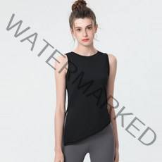 Yunyan 여성용 요가 필라테스 어뮤즈 옆트임 반팔티 요가복 상의