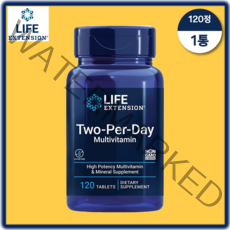 라이프익스텐션 투퍼데이 종합 멀티비타민 미네랄 120타블렛 B07KCZ6CDW p22, 120정, 1개