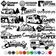 캠핑로고스티커1 자동차데칼스티커 캠핑카 카고트레일러 카라반꾸미기 아웃도어, 1개, 흰색S