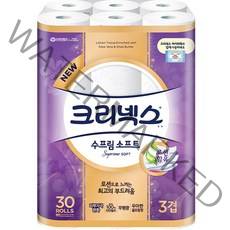 크리넥스 수프림소프트 천연펄프 3겹 롤화장지 30m, 30개입, 1개