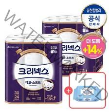 크리넥스 천연펄프 데코&소프트화장지 34M 24롤 2팩+마이비데30매랜덤, 없음, [0001]기본상품