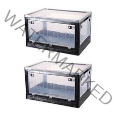 미카엘 투명 접이식 스토리지 박스 30L, 블랙, 2개