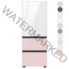 [색상선택형] 삼성전자 비스포크 김치플러스 3도어 키친핏 냉장고 313L 방문설치, 글램 화이트, 글램 핑크, RQ33C74B1AP