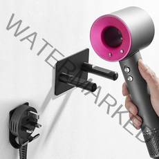 로지 고급 알루미늄 드라이기 거치대 + 코드 홀더 3M 스티커, 블랙, 1개