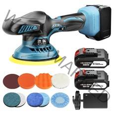 강력성능 자동차 광택기 무선 듀얼 폴리싱 충전식 차량 폴리셔 차량용 왁싱기 셀프 광택 패드, 21V 배터리 2개