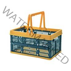 구디푸디 다용도 접이식 수납 바구니, 1개, 그린 + 옐로우