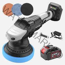 Horison 무선 자동차 광택기 듀얼 폴리싱 충전식 차량 폴리셔 차량용 왁싱기 광택, 6000RPM 20V 배터리 1개_패드 포함