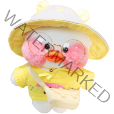 PKTOYS 캐릭터 큐티잼 럭키백변빵빵덕오리 인형옷피규어 졸업선물, 노란 모자 우산 스웨터 흰색 가방, 30cm