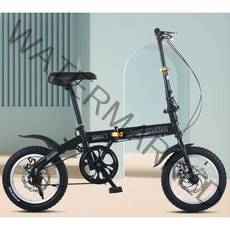 트렌드 12인치 14인치 경량 접이식자전거 휴대용자전거 변속기어있는 미니벨로, 검은색