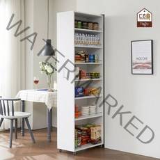 다하미가구 돌로미티 키큰 슬라이딩 틈새수납장 냉장고 틈새장, 화이트