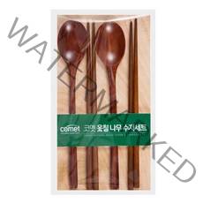 코멧 옻칠 나무 수저세트 2세트, 브라운, 수저2세트