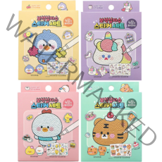 핑크풋 4000쪼꼬미 보석 십자수 스티커 4종 세트, PURPLE, MINT, YELLOW, PINK, 1세트