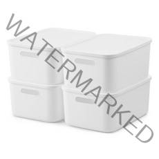 코멧 홈 심플한 리빙박스 팬트리 정리함 M, 화이트, 4개